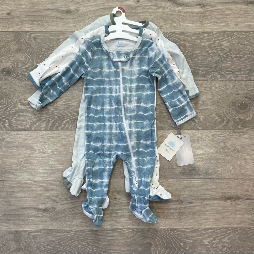 Baby 3pk Zip-Up Sleep N' Play - Cloud Island™ 3-6 mo